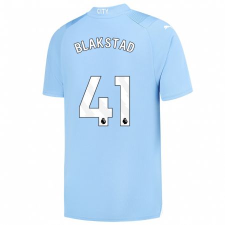 Kandiny Bambino Maglia Julie Blakstad #41 Azzurro Kit Gara Home 2023/24 Maglietta