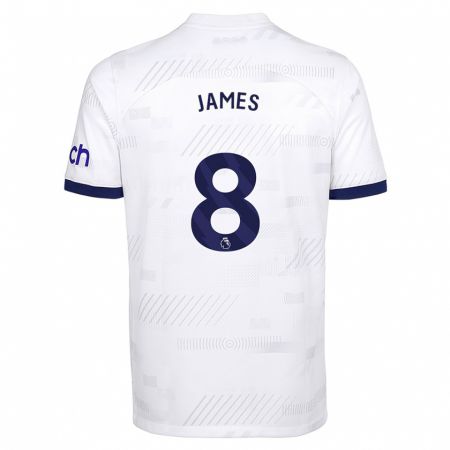 Kandiny Bambino Maglia Angharad James #8 Bianco Kit Gara Home 2023/24 Maglietta