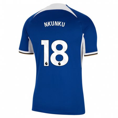 Kandiny Kinderen Christopher Nkunku #18 Blauw Thuisshirt Thuistenue 2023/24 T-Shirt België