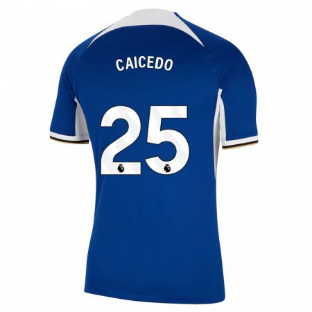 Kandiny Kinderen Moisés Caicedo #25 Blauw Thuisshirt Thuistenue 2023/24 T-Shirt België