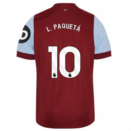 Kandiny Bambino Maglia Lucas Paquetá #10 Marrone Kit Gara Home 2023/24 Maglietta