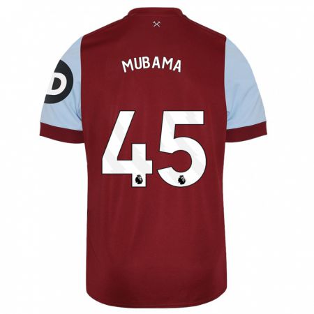 Kandiny Kinderen Divin Mubama #45 Kastanjebruin Thuisshirt Thuistenue 2023/24 T-Shirt België