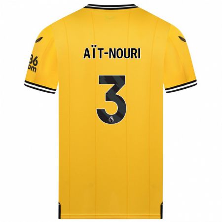 Kandiny Kinder Rayan Aït-Nouri #3 Gelb Heimtrikot Trikot 2023/24 T-Shirt Österreich