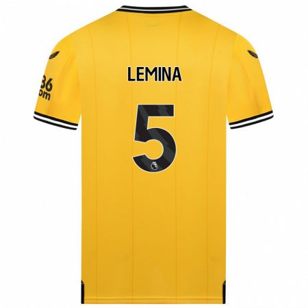 Kandiny Kinder Mario Lemina #5 Gelb Heimtrikot Trikot 2023/24 T-Shirt Österreich