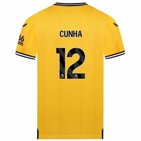 Kandiny Niño Camiseta Matheus Cunha #12 Amarillo 1ª Equipación 2023/24 La Camisa México