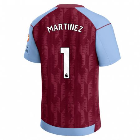 Kandiny Kinderen Emiliano Martínez #1 Claret Blauw Thuisshirt Thuistenue 2023/24 T-Shirt België