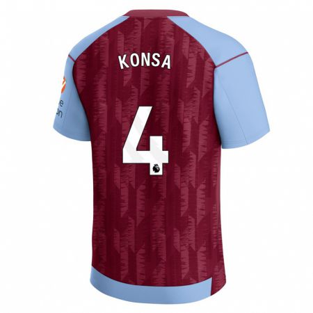 Kandiny Kinderen Ezri Konsa #4 Claret Blauw Thuisshirt Thuistenue 2023/24 T-Shirt België