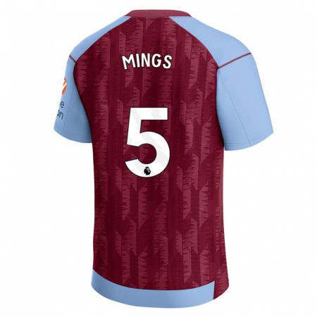 Kandiny Kinderen Tyrone Mings #5 Claret Blauw Thuisshirt Thuistenue 2023/24 T-Shirt België