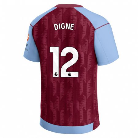 Kandiny Kinderen Lucas Digne #12 Claret Blauw Thuisshirt Thuistenue 2023/24 T-Shirt België