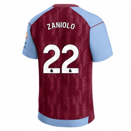 Kandiny Kinderen Nicolò Zaniolo #22 Claret Blauw Thuisshirt Thuistenue 2023/24 T-Shirt België