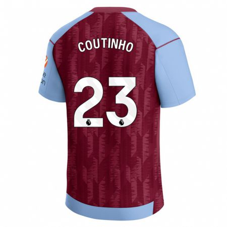 Kandiny Kinderen Philippe Coutinho #23 Claret Blauw Thuisshirt Thuistenue 2023/24 T-Shirt België