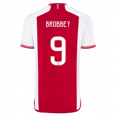 Kandiny Kinderen Brian Brobbey #9 Rood Wit Thuisshirt Thuistenue 2023/24 T-Shirt België