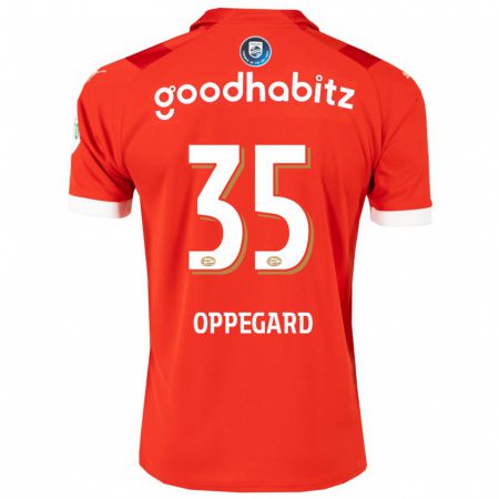 Kandiny Kinderen Fredrik Oppegard #35 Rood Thuisshirt Thuistenue 2023/24 T-Shirt België