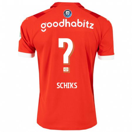 Kandiny Bambino Maglia Niek Schiks #0 Rosso Kit Gara Home 2023/24 Maglietta