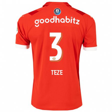 Kandiny Bambino Maglia Jordan Teze #3 Rosso Kit Gara Home 2023/24 Maglietta