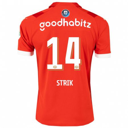 Kandiny Bambino Maglia Laura Strik #14 Rosso Kit Gara Home 2023/24 Maglietta