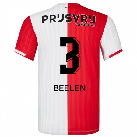 Kandiny Niño Camiseta Thomas Beelen #3 Rojo Blanco 1ª Equipación 2023/24 La Camisa México