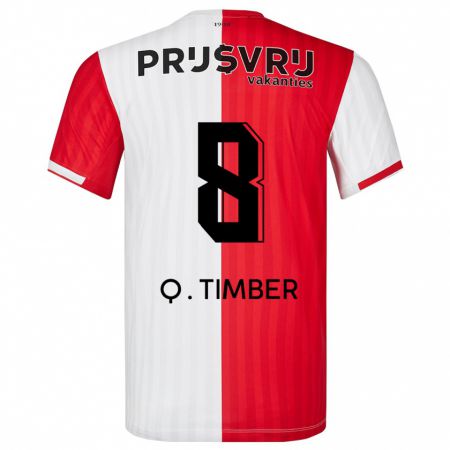 Kandiny Kinderen Quinten Timber #8 Rood Wit Thuisshirt Thuistenue 2023/24 T-Shirt België