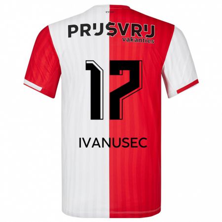 Kandiny Kinderen Luka Ivanusec #17 Rood Wit Thuisshirt Thuistenue 2023/24 T-Shirt België