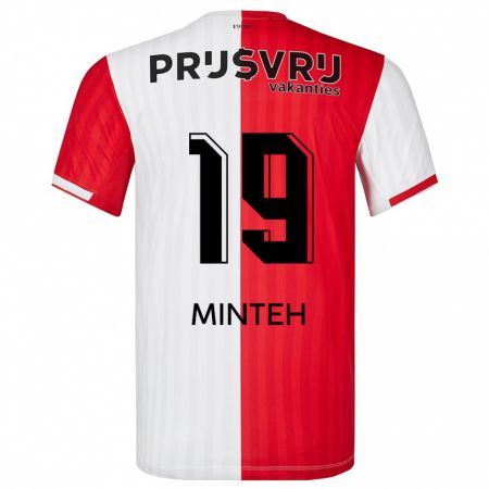 Kandiny Kinderen Yankuba Minteh #19 Rood Wit Thuisshirt Thuistenue 2023/24 T-Shirt België