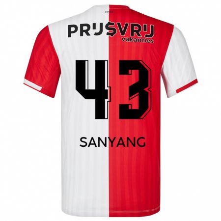 Kandiny Kinderen Amadou-David Sanyang #43 Rood Wit Thuisshirt Thuistenue 2023/24 T-Shirt België