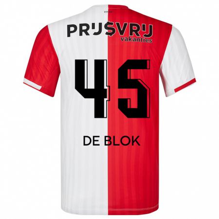 Kandiny Bambino Maglia Lars De Blok #45 Rosso Bianco Kit Gara Home 2023/24 Maglietta