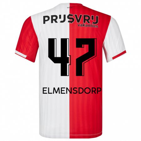 Kandiny Bambino Maglia Paris Elmensdorp #47 Rosso Bianco Kit Gara Home 2023/24 Maglietta