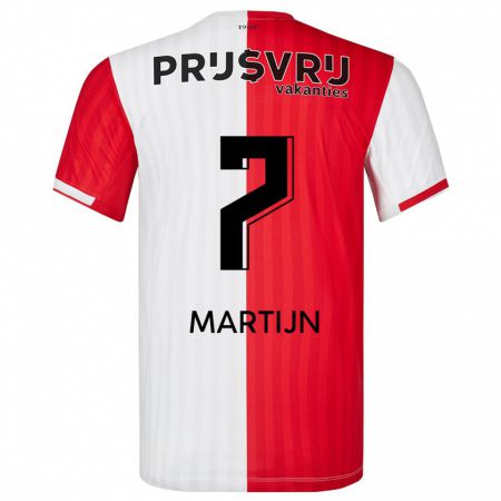 Kandiny Bambino Maglia Rowendley Martijn #7 Rosso Bianco Kit Gara Home 2023/24 Maglietta