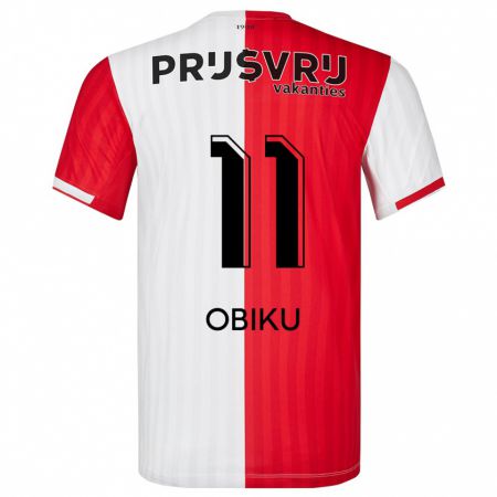 Kandiny Bambino Maglia Junior Obiku #11 Rosso Bianco Kit Gara Home 2023/24 Maglietta