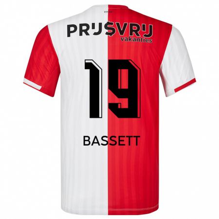 Kandiny Kinderen Cole Bassett #19 Rood Wit Thuisshirt Thuistenue 2023/24 T-Shirt België