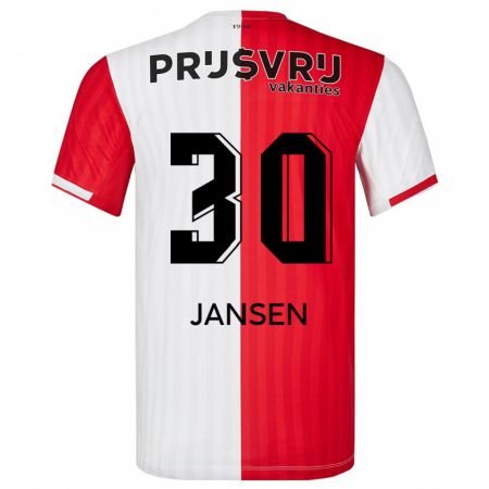 Kandiny Bambino Maglia Thijs Jansen #30 Rosso Bianco Kit Gara Home 2023/24 Maglietta