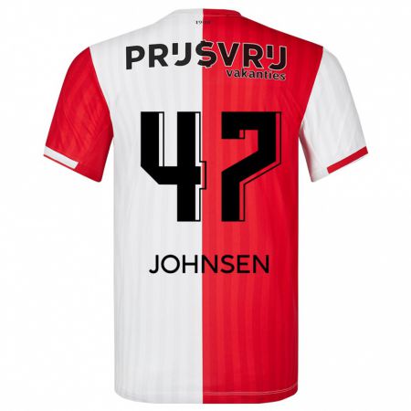 Kandiny Kinderen Mikael Torset Johnsen #47 Rood Wit Thuisshirt Thuistenue 2023/24 T-Shirt België