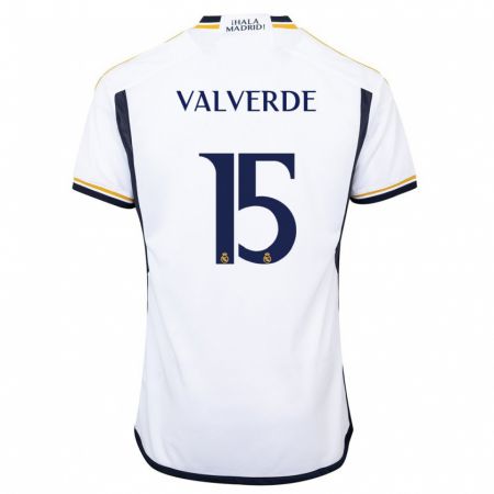 Kandiny Kinderen Federico Valverde #15 Wit Thuisshirt Thuistenue 2023/24 T-Shirt België