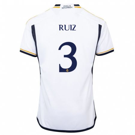 Kandiny Kinderen David Ruiz #3 Wit Thuisshirt Thuistenue 2023/24 T-Shirt België