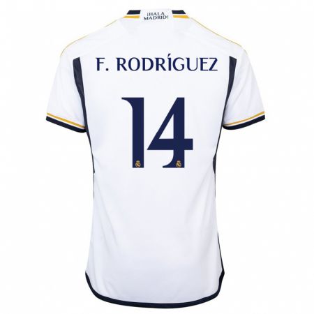 Kandiny Kinderen Fer Rodríguez #14 Wit Thuisshirt Thuistenue 2023/24 T-Shirt België