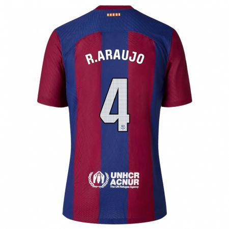 Kandiny Bambino Maglia Ronald Araújo #4 Rosso Blu Kit Gara Home 2023/24 Maglietta