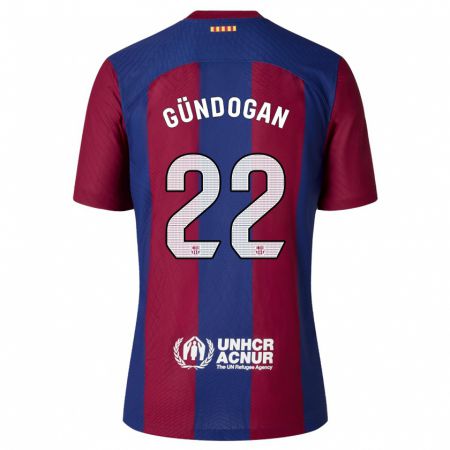 Kandiny Kinder Ilkay Gündogan #22 Rot Blau Heimtrikot Trikot 2023/24 T-Shirt Österreich