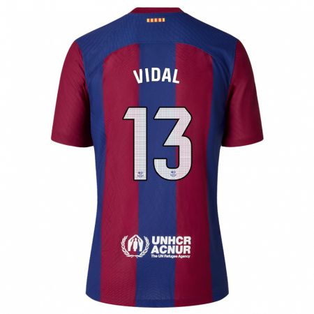 Kandiny Niño Camiseta Marc Vidal #13 Rojo Azul 1ª Equipación 2023/24 La Camisa