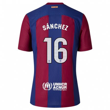 Kandiny Bambino Maglia Edu Sánchez #16 Rosso Blu Kit Gara Home 2023/24 Maglietta