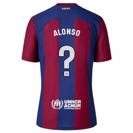 Kandiny Bambino Maglia Aáron Alonso #0 Rosso Blu Kit Gara Home 2023/24 Maglietta