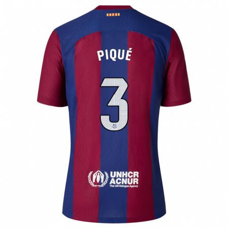 Kandiny Bambino Maglia Gerard Pique #3 Rosso Blu Kit Gara Home 2023/24 Maglietta