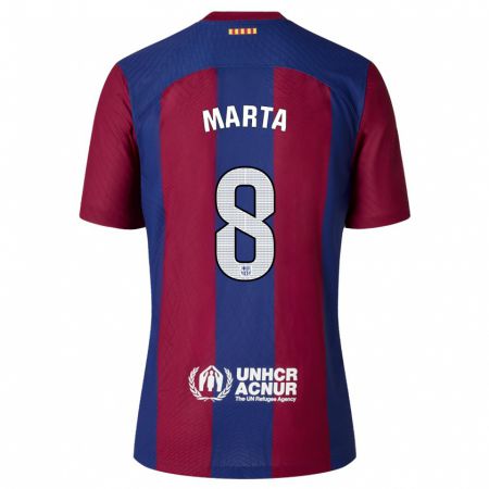 Kandiny Bambino Maglia Marta Torrejon #8 Rosso Blu Kit Gara Home 2023/24 Maglietta