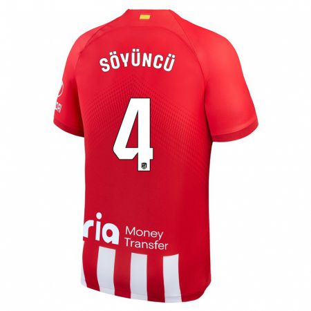 Kandiny Niño Camiseta Caglar Söyüncü #4 Rojo Blanco 1ª Equipación 2023/24 La Camisa