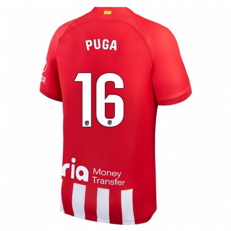 Kandiny Niño Camiseta Carlos Puga #16 Rojo Blanco 1ª Equipación 2023/24 La Camisa