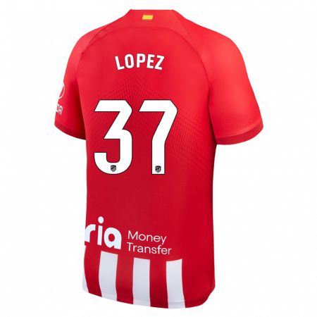 Kandiny Bambino Maglia Alex Lopez #37 Rosso Bianco Kit Gara Home 2023/24 Maglietta