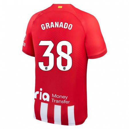 Kandiny Niño Camiseta Adrian Granado #38 Rojo Blanco 1ª Equipación 2023/24 La Camisa