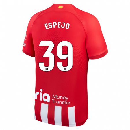 Kandiny Niño Camiseta Diego Espejo #39 Rojo Blanco 1ª Equipación 2023/24 La Camisa