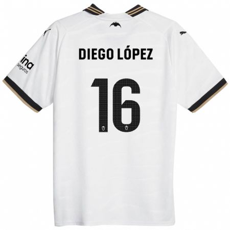 Kandiny Kinderen Diego López #16 Wit Thuisshirt Thuistenue 2023/24 T-Shirt België