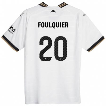 Kandiny Kinderen Dimitri Foulquier #20 Wit Thuisshirt Thuistenue 2023/24 T-Shirt België