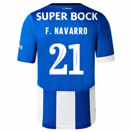 Kandiny Bambino Maglia Fran Navarro #21 Blu Bianco Kit Gara Home 2023/24 Maglietta